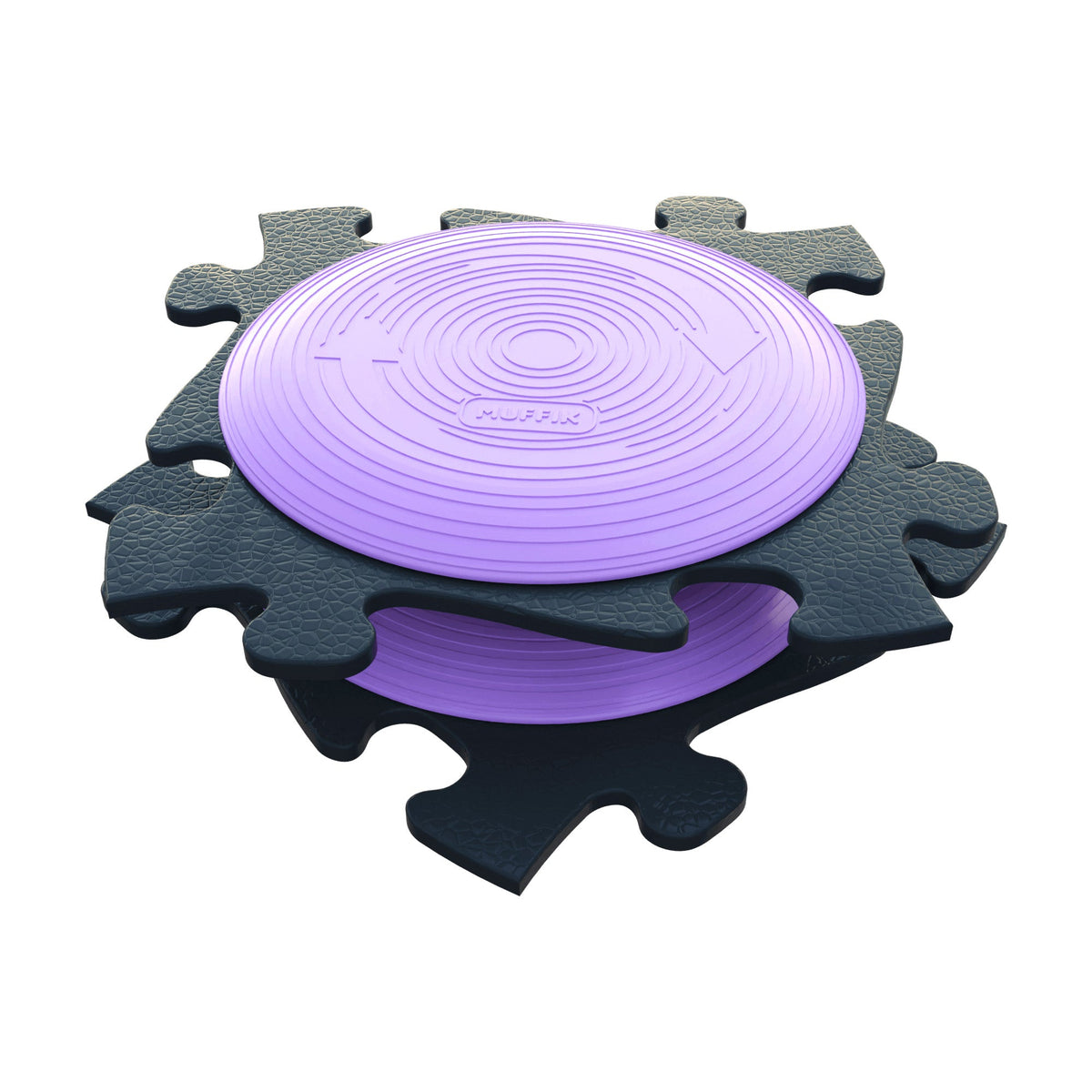 Spin Discs Rotana Set play mats with grey puzzle-edge tiles and a purple disc on Tampa Home & Garden Store