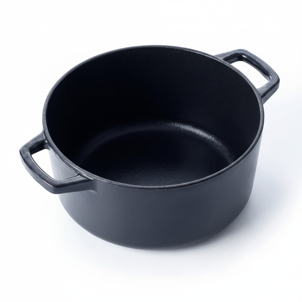 Enameled cast iron round Dutch oven 5-Qt with black exterior and dual handles on Tampa Home & Garden Store