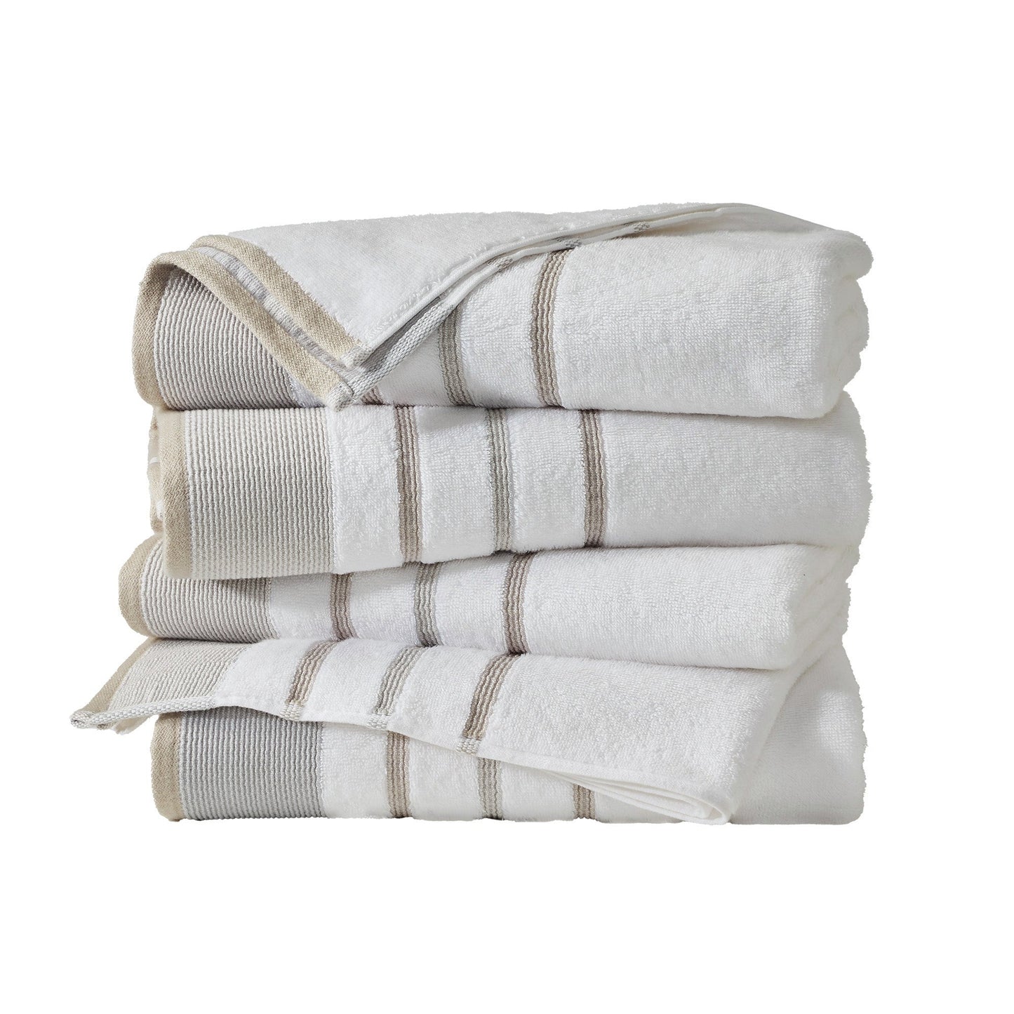 Soft Cotton Bath Towel Set and Stripe Detail