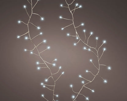 Guirnalda de luces compactas - 100 LED - Blanco frío - Cable plateado