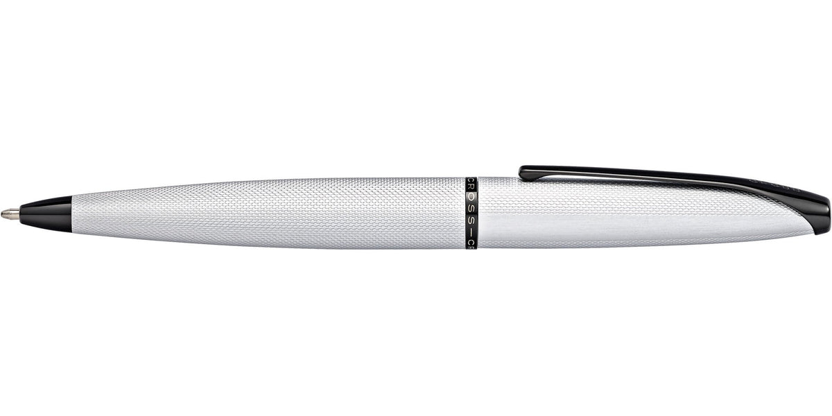 ATX Brushed Chrome Ballpoint Pen with knurled metal barrel and black clip CROSS brand on Tampa Home & Garden Store