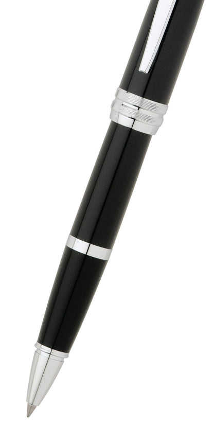 Bailey Black Lacquer Rollerball Pen by A.T. Cross with silver trim on Tampa Home & Garden Store
