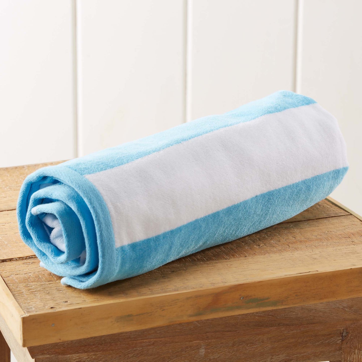 Cotton And Velour Cabana Stripe Beach Towel