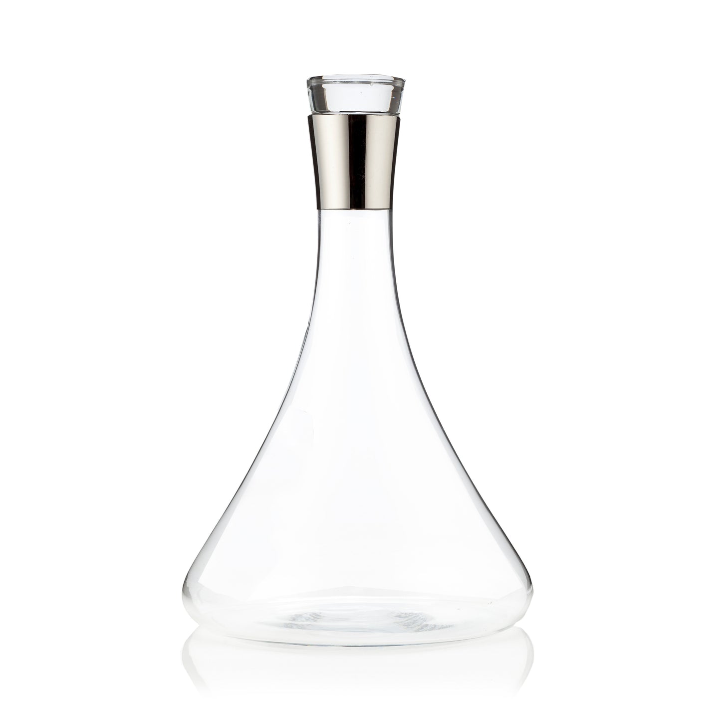 Irving Chrome Rimmed Crystal Decanter and Glass