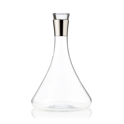Irving Chrome Rimmed Crystal Decanter and Glass