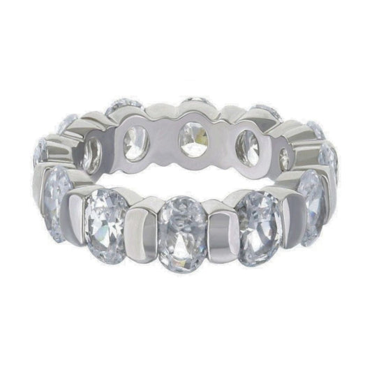 925 sterling silver eternity ring with bar-set oval stones around the band on Tampa Home & Garden Store