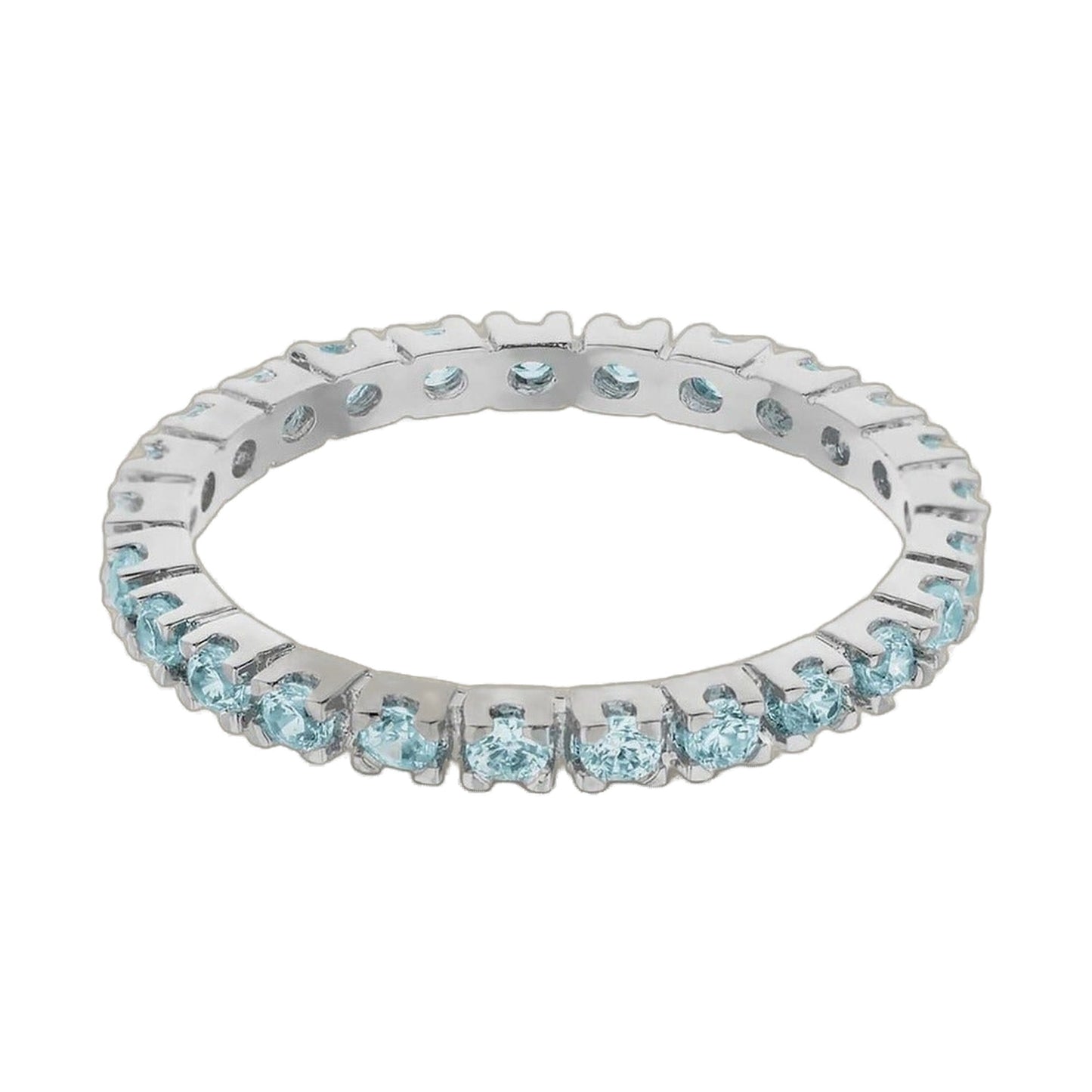 Rhodium Sterling Silver Pave Eternity Ring