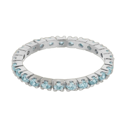 Rhodium Sterling Silver Pave Eternity Ring