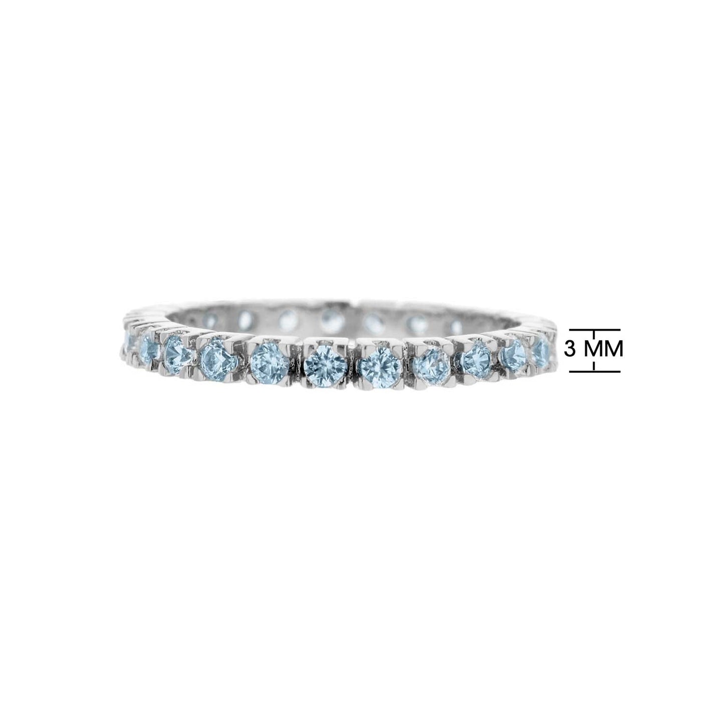 Rhodium Sterling Silver Pave Eternity Ring