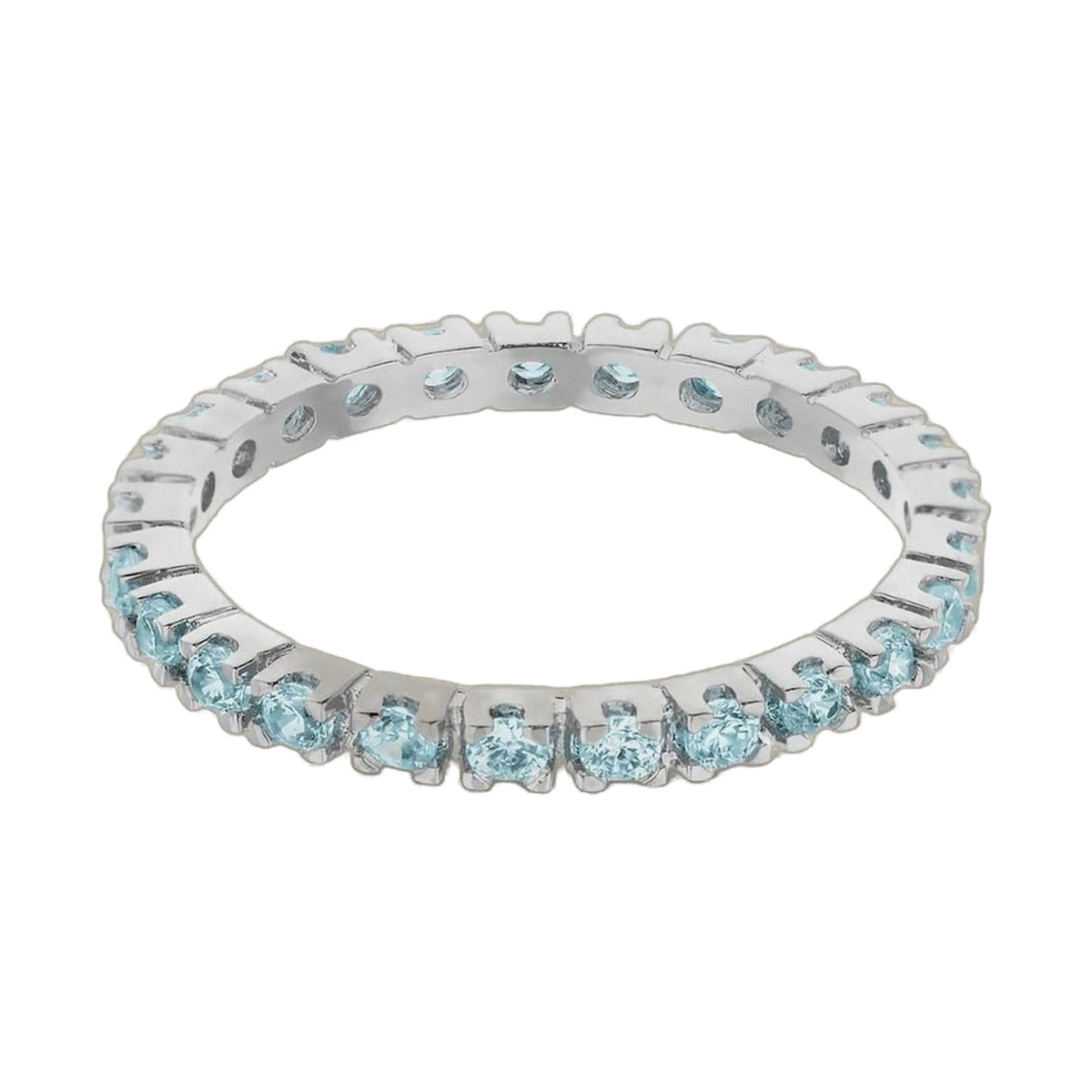 Rhodium Sterling Silver Pave Eternity Ring