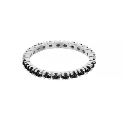 Rhodium Sterling Silver Pave Eternity Ring