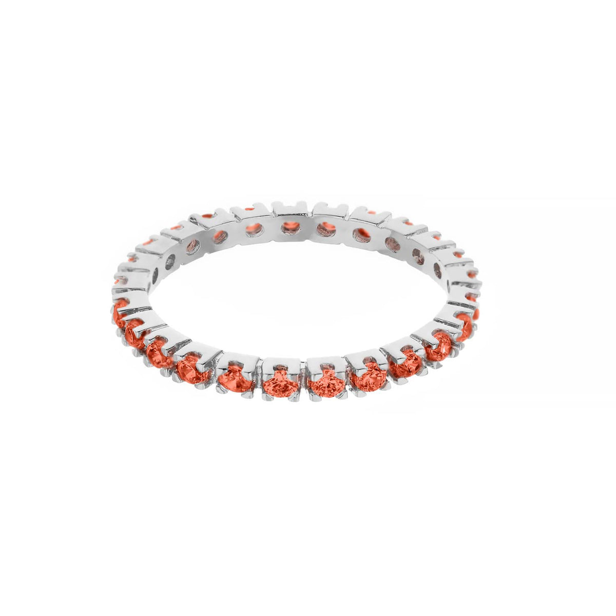 Rhodium Sterling Silver Pave Eternity Ring