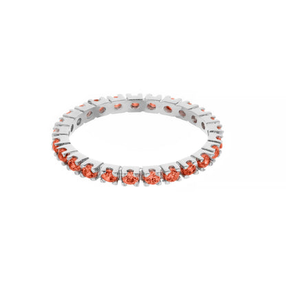 Rhodium Sterling Silver Pave Eternity Ring