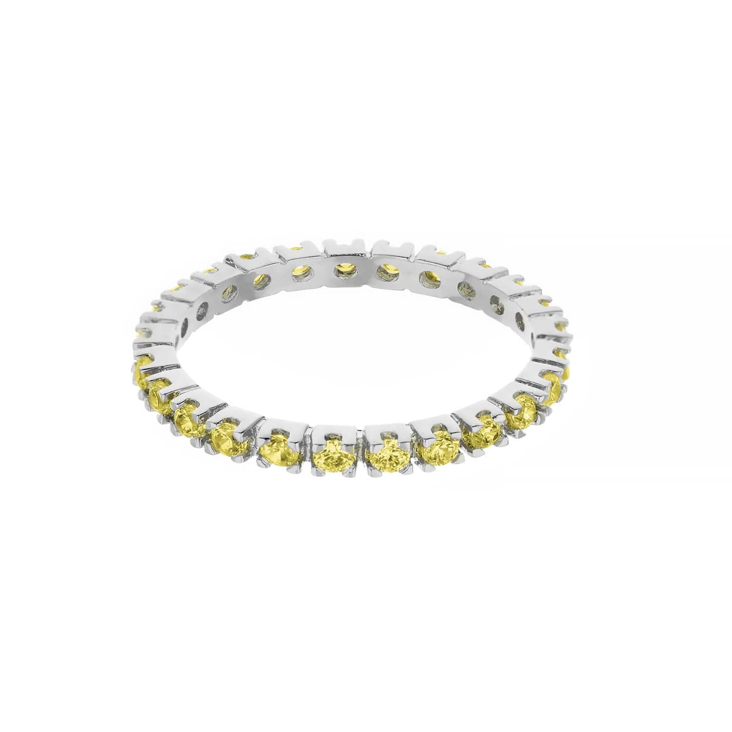 Rhodium Sterling Silver Pave Eternity Ring