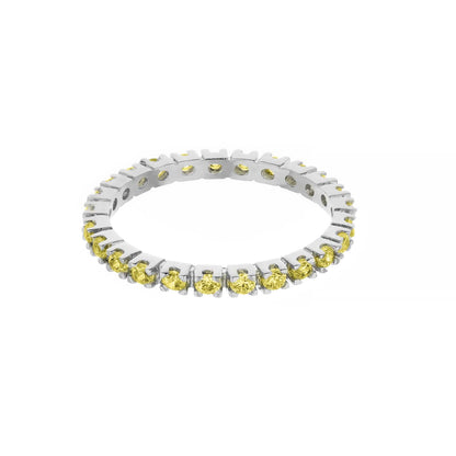 Rhodium Sterling Silver Pave Eternity Ring