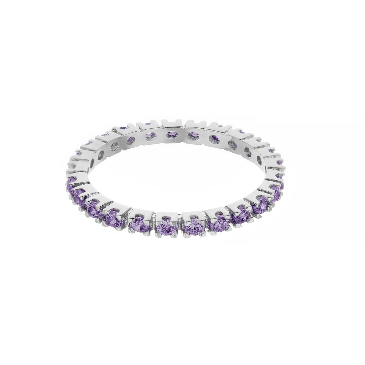 Rhodium Sterling Silver Pave Eternity Ring