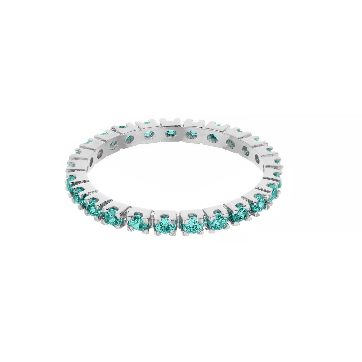 Rhodium Sterling Silver Pave Eternity Ring