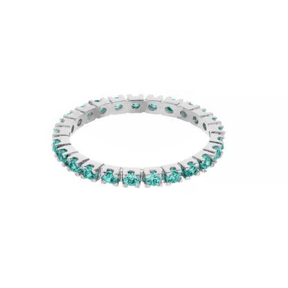 Rhodium Sterling Silver Pave Eternity Ring
