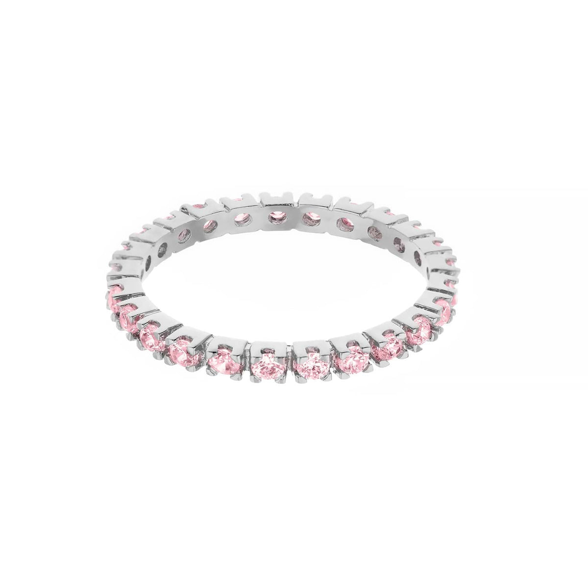Rhodium Sterling Silver Pave Eternity Ring