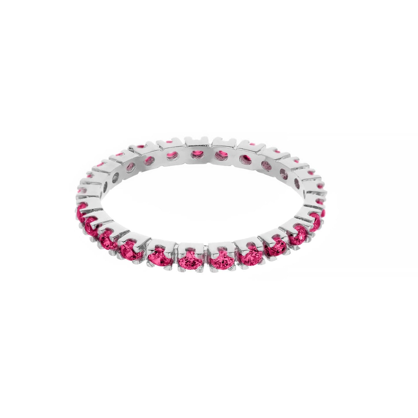 Rhodium Sterling Silver Pave Eternity Ring