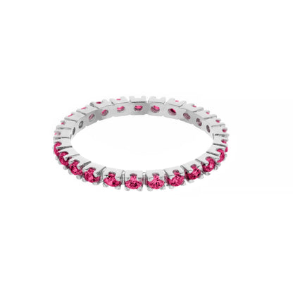 Rhodium Sterling Silver Pave Eternity Ring