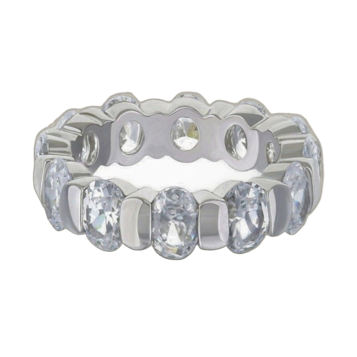 925 Eternity Band — Bar-Set Oval ring, Lauren G Adams, sterling silver with clear crystals on Tampa Home & Garden Store