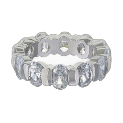 925 Eternity Band — Bar-Set Oval ring, Lauren G Adams, sterling silver with clear crystals on Tampa Home & Garden Store