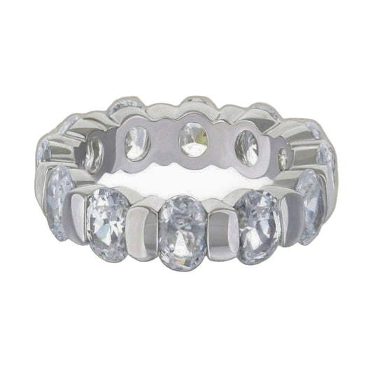 925 Eternity Band — Bar-Set Oval ring, Lauren G Adams, sterling silver with clear crystals on Tampa Home & Garden Store