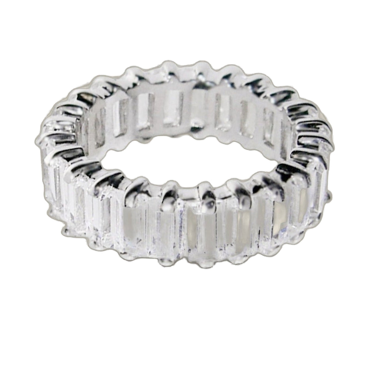 Glamour pave eternity band - baguette row ring in silver tone metal, Lauren G Adams on Tampa Home & Garden Store