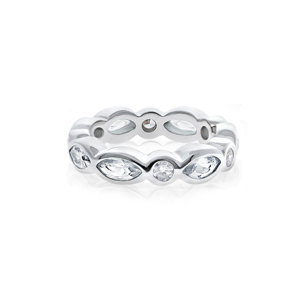 925 eternity band ring in silver with marquise and round bezel stones by Lauren G Adams on Tampa Home & Garden Store