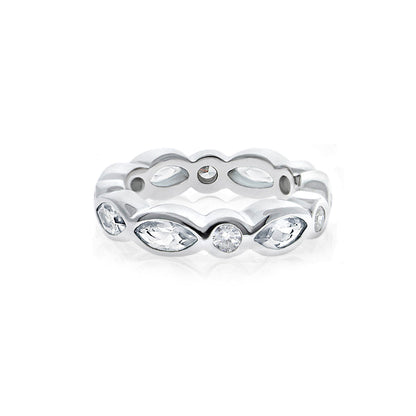 925 eternity band ring in silver with marquise and round bezel stones by Lauren G Adams on Tampa Home & Garden Store