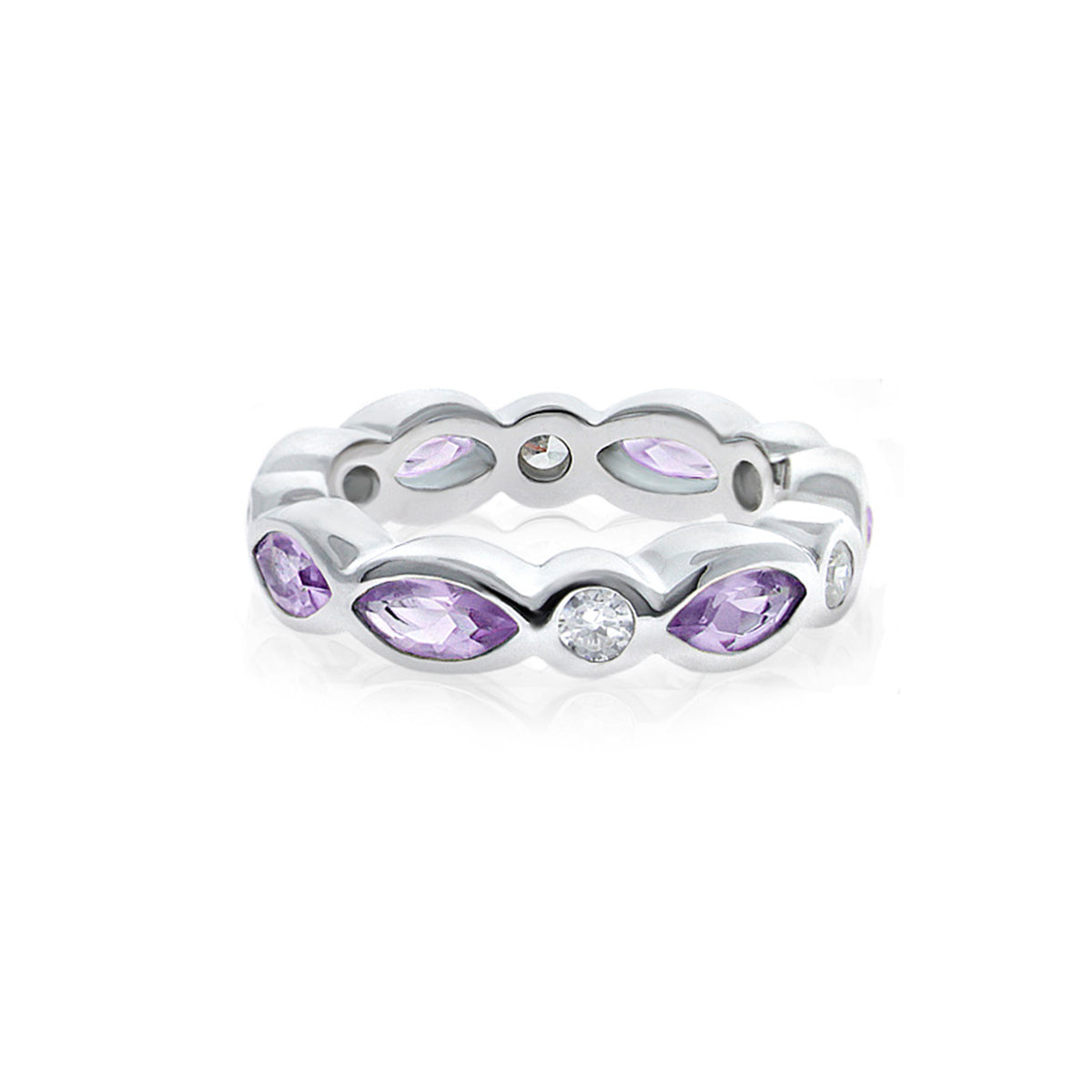 Eternity Ring by Lauren G Adams 925 silver with marquise & round lavender bezel stones on Tampa Home & Garden Store