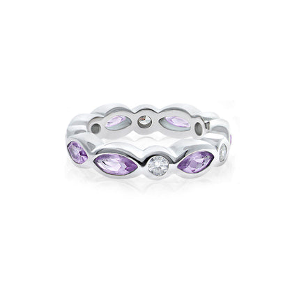 Eternity Ring by Lauren G Adams 925 silver with marquise & round lavender bezel stones on Tampa Home & Garden Store