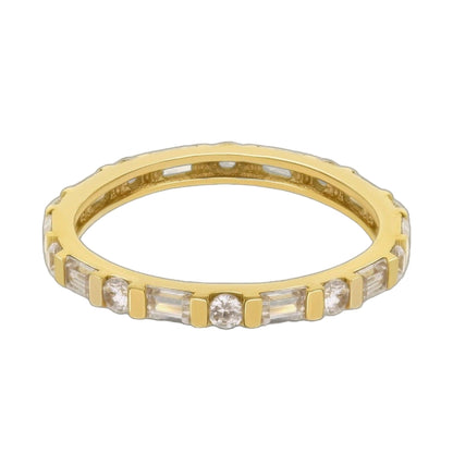 Ring 925 Eternity Band gold-tone with baguette and round stones by Lauren G Adams on Tampa Home & Garden Store