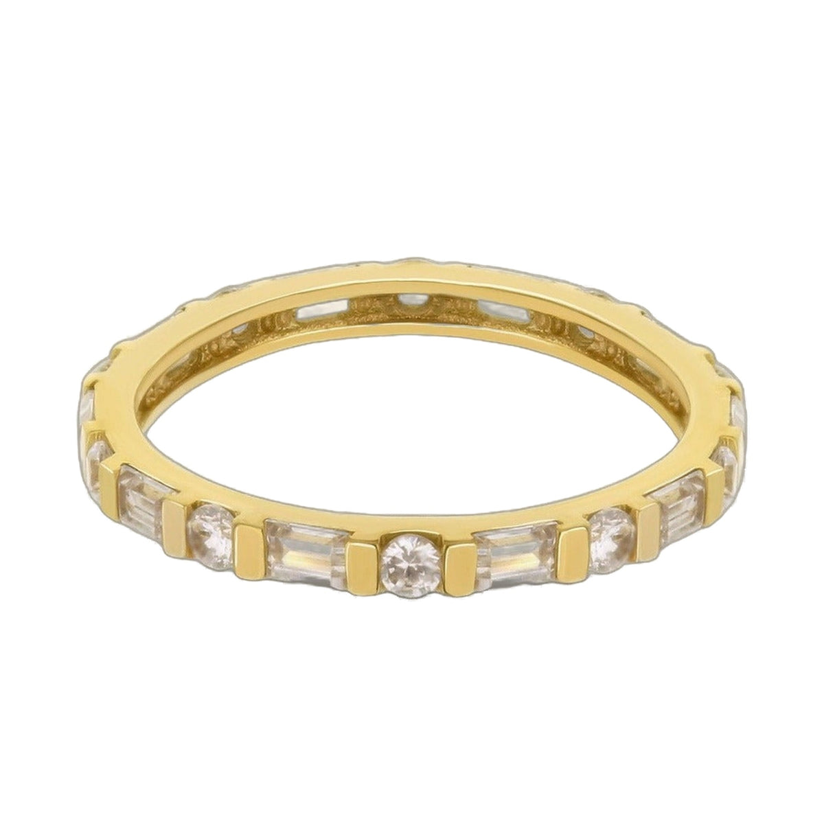 Ring 925 Eternity Band by Lauren G Adams; yellow gold-tone ring with baguette-cut stones on Tampa Home & Garden Store