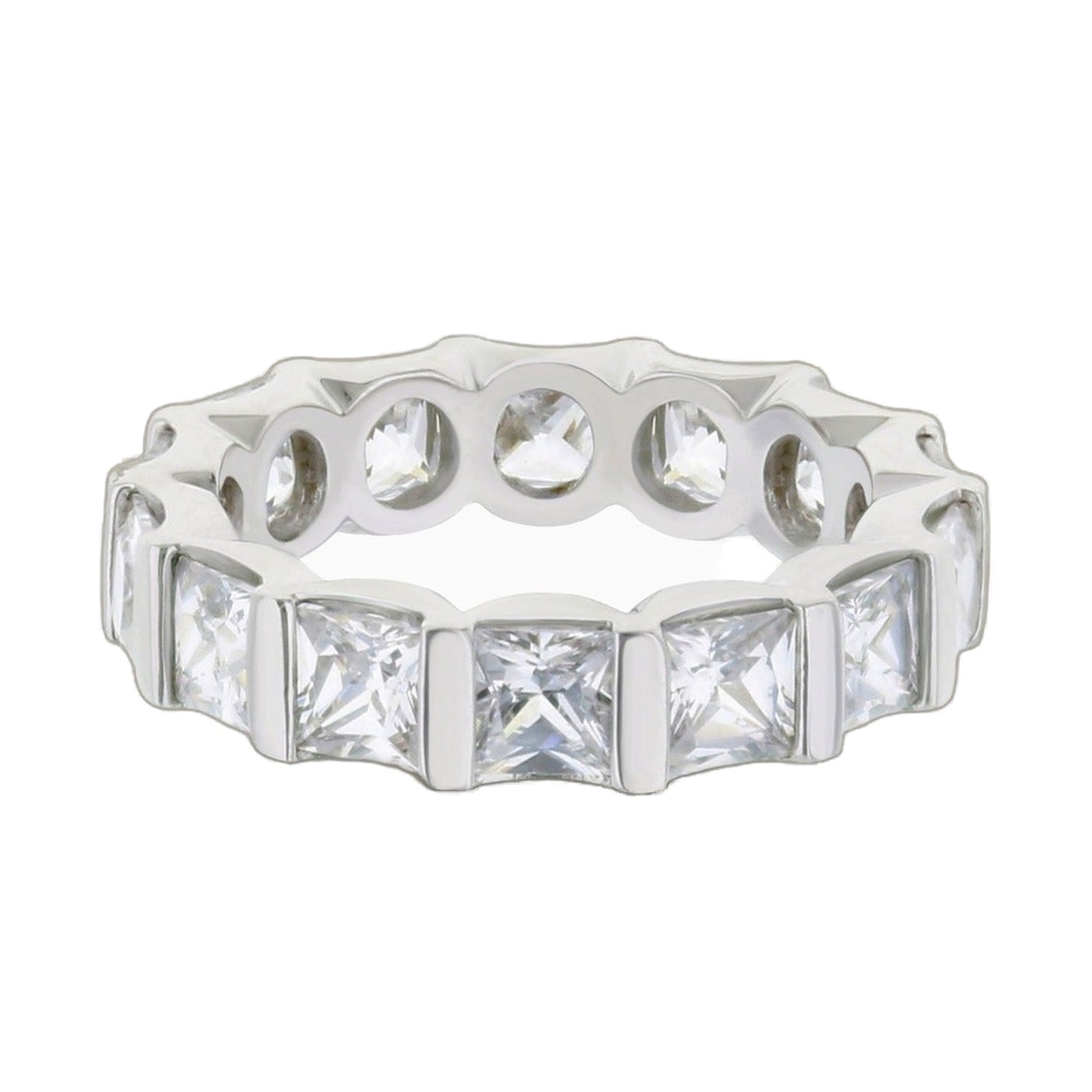 925 Eternity Band Princess ring by Lauren G Adams, silver band with princess-cut stones on Tampa Home & Garden Store