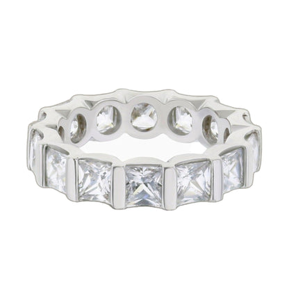 925 Eternity Band Bar-Set Princess ring with square-cut stones in white metal by Lauren G Adams on Tampa Home & Garden Store
