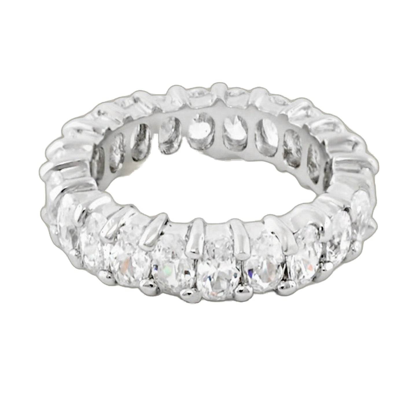 Glamour Pave Eternity Band Oval Crystal Row ring by Lauren G Adams in silver-tone pave crystals on Tampa Home & Garden Store