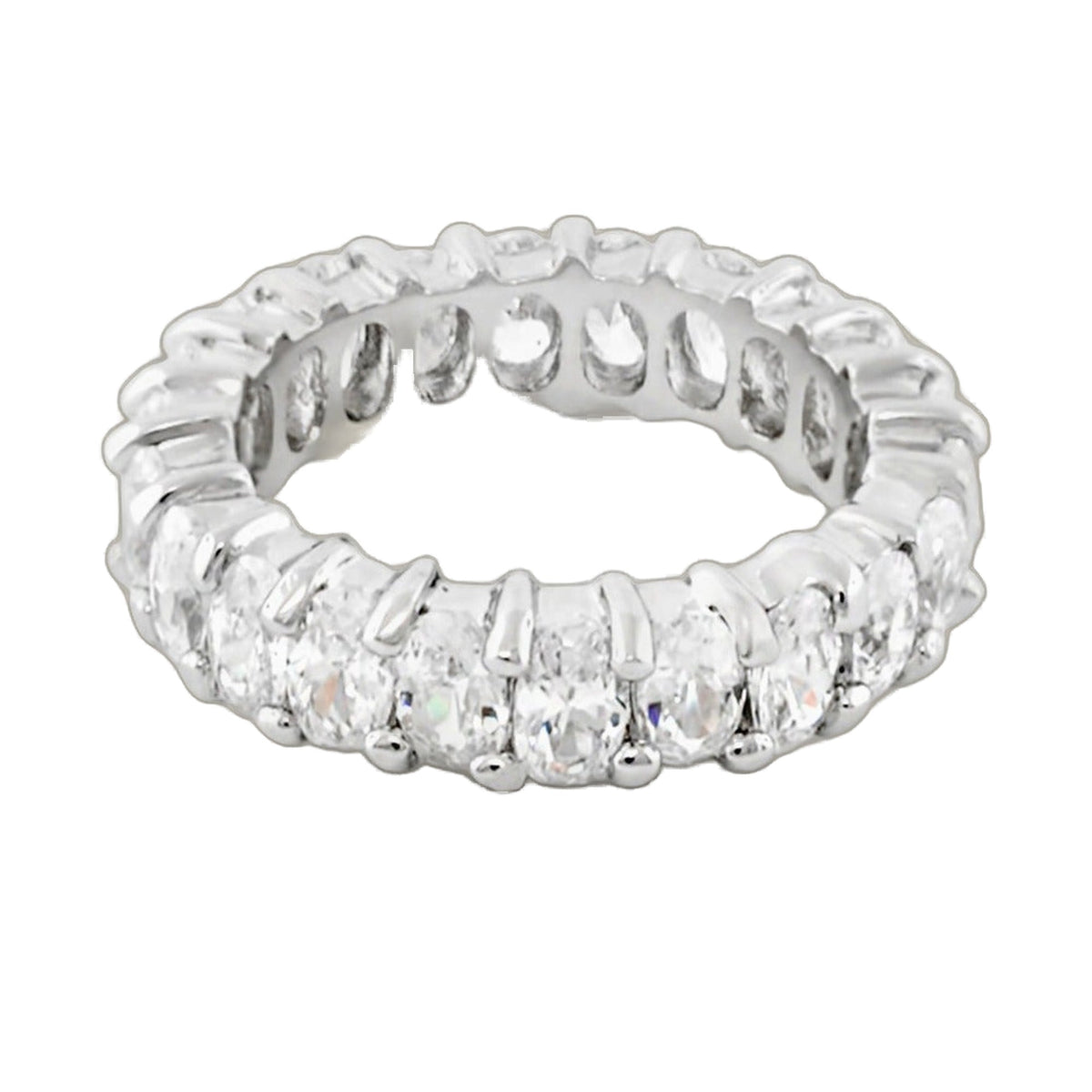 Glamour Pave Eternity Band by Lauren G Adams, oval crystal row in silver-tone metal on Tampa Home & Garden Store