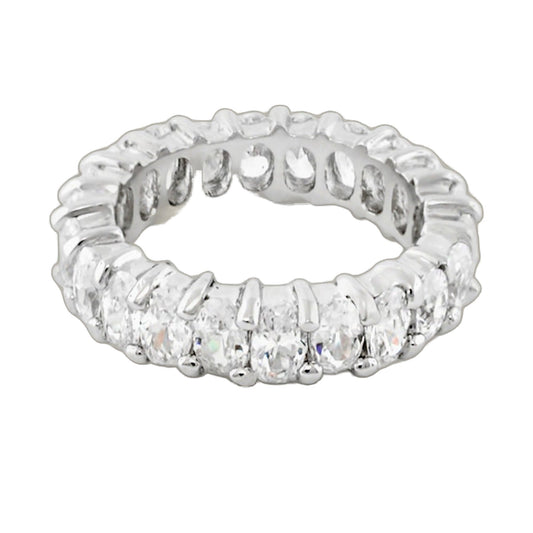 Glamour Pave Eternity Band by Lauren G Adams, oval crystal row in silver-tone metal on Tampa Home & Garden Store