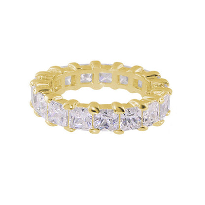 Glamour Pave Eternity Band in yellow gold with princess-cut stones in a full eternity row on Tampa Home & Garden Store