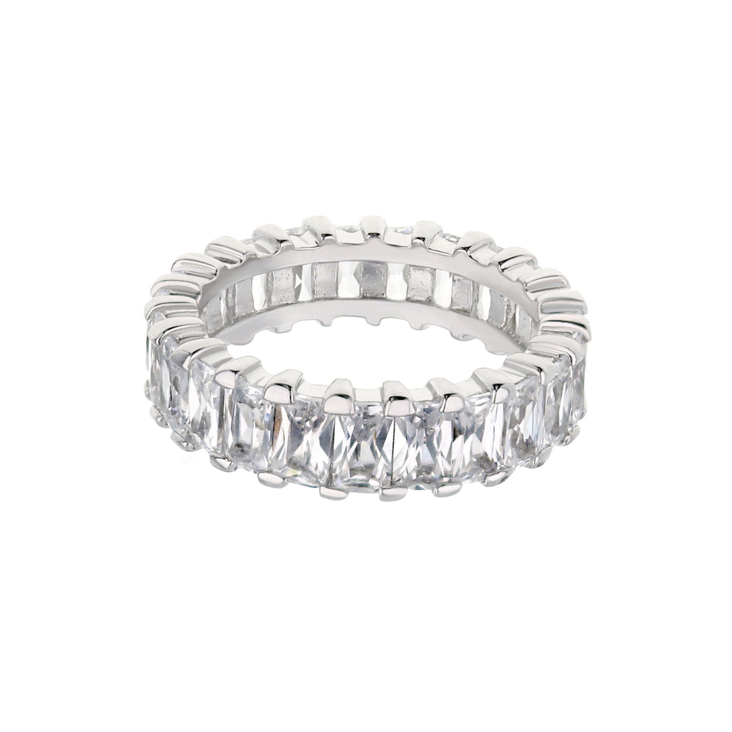 925 sterling silver eternity ring by Lauren G Adams with bar-set baguette stones on Tampa Home & Garden Store