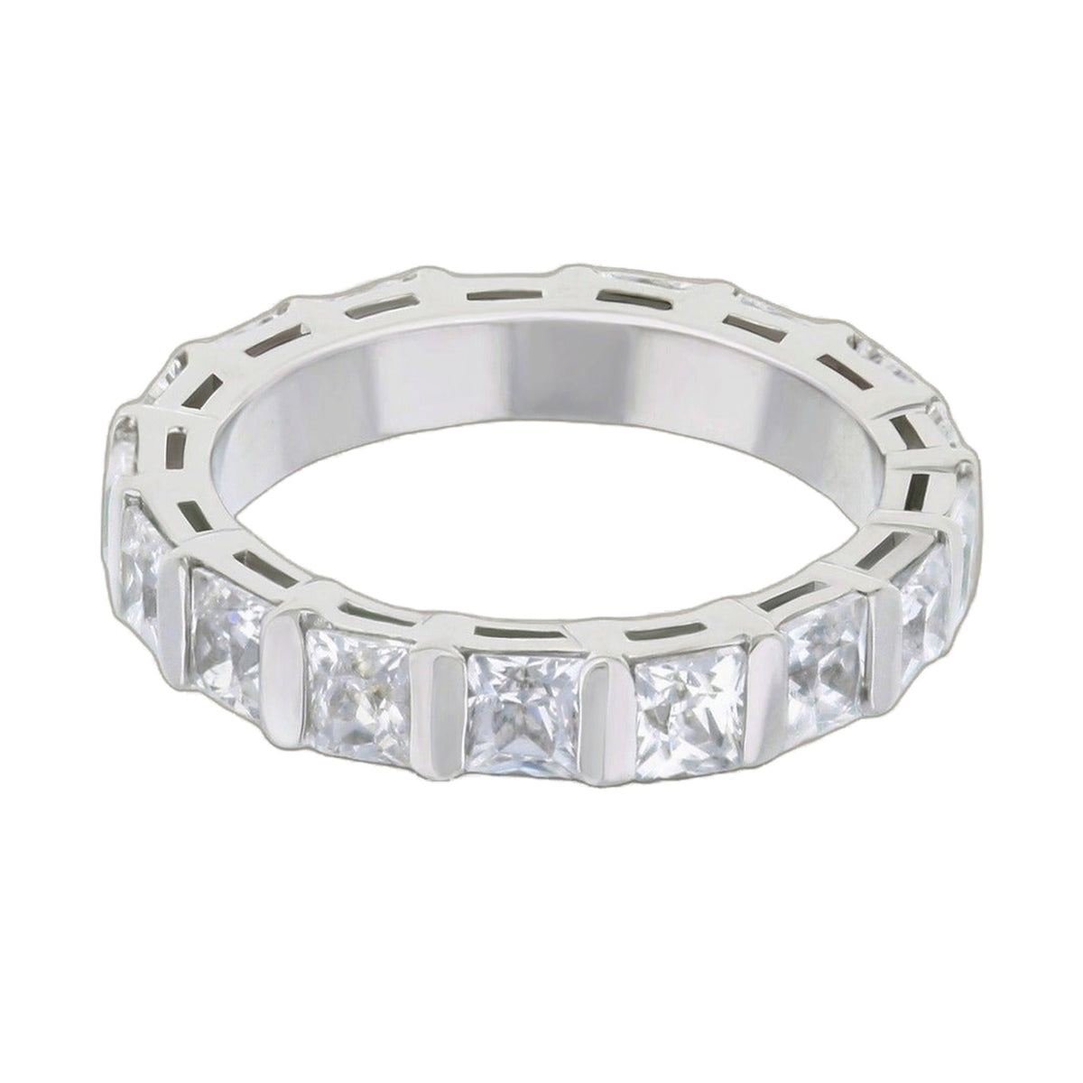 925 Eternity Band sterling silver ring with square-cut stones in a bold segmented design on Tampa Home & Garden Store