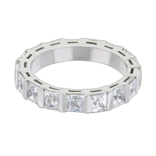 925 Eternity Band sterling silver ring with square-cut stones in a bold segmented design on Tampa Home & Garden Store