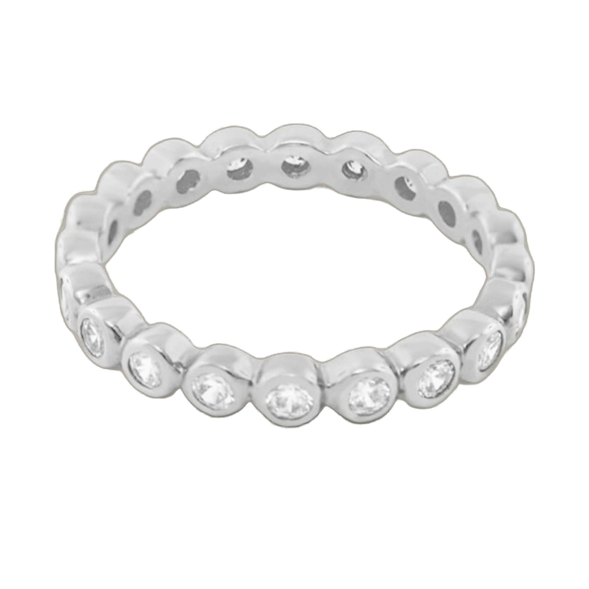 Socialite Ring .925 by Lauren G Adams; stackable silver-tone ring with round clear stones on Tampa Home & Garden Store