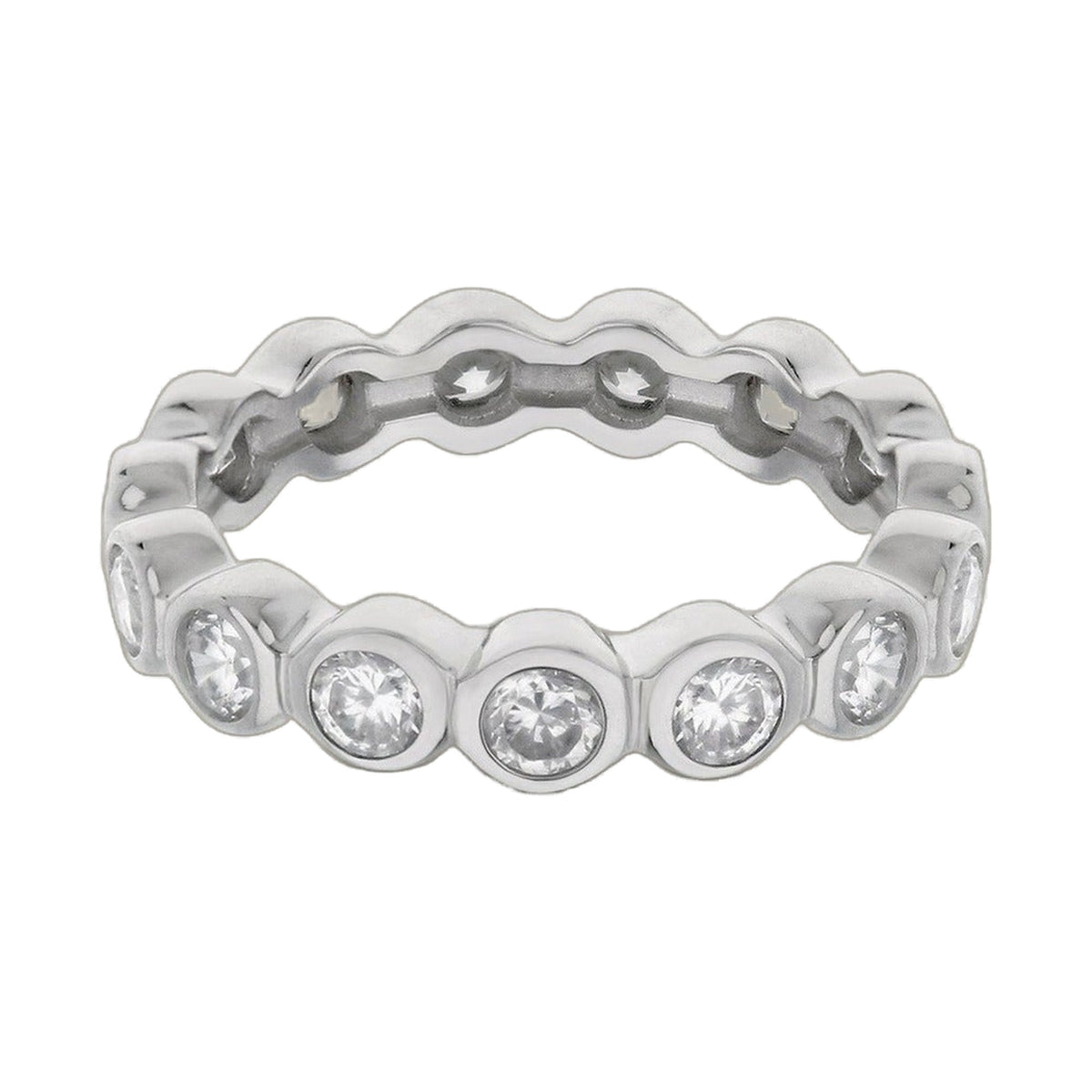 925 Eternity Band — Bezel Round, Lauren G Adams sterling silver ring with bezel-set round stones on Tampa Home & Garden Store