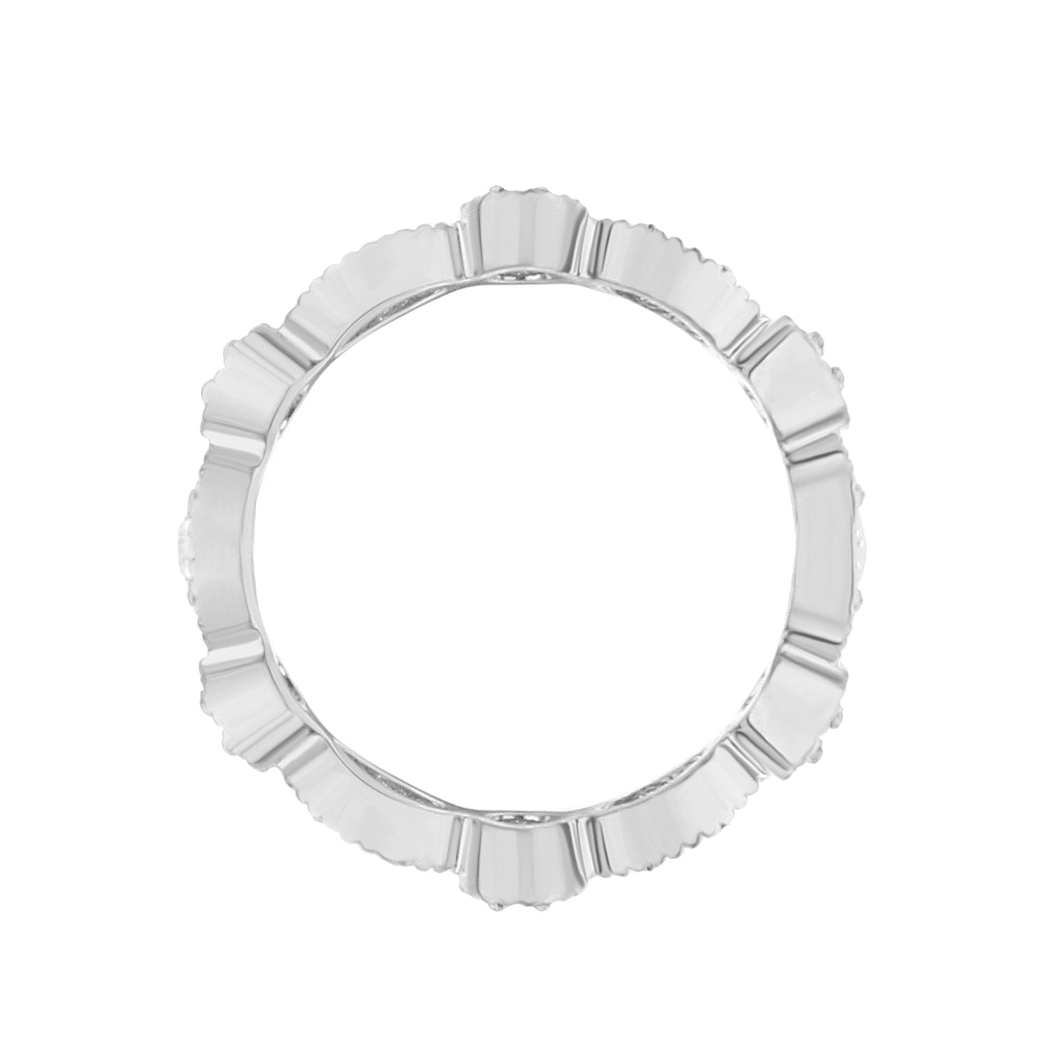 Glamour Pave Sterling Silver Eternity Ring by Lauren G Adams with a ribbed faceted band on Tampa Home & Garden Store