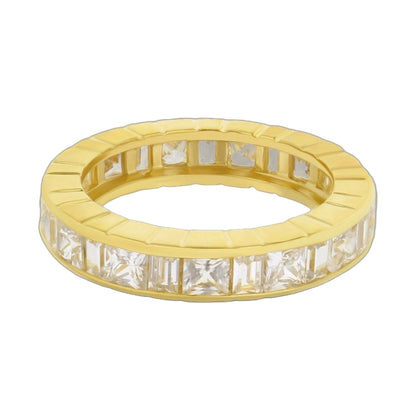 925 Princess Cut Eternity Band by Lauren G Adams gold-tone ring with princess-cut stones around on Tampa Home & Garden Store