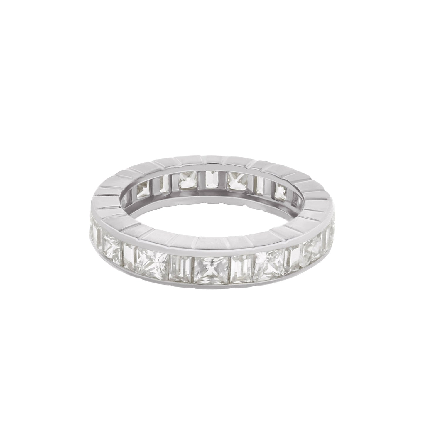 925 Princess Cut Eternity Band by Lauren G Adams: white metal ring with princess-cut stones on Tampa Home & Garden Store