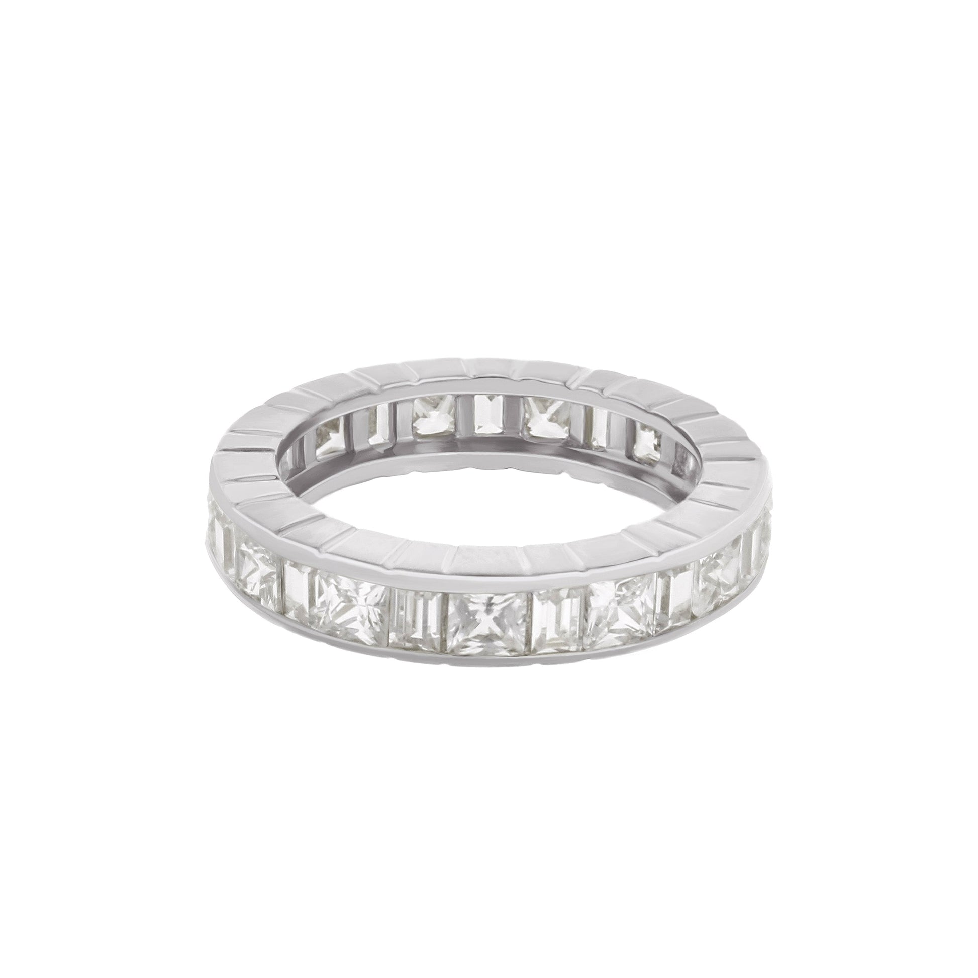925 Princess Cut Eternity Band by Lauren G Adams: white metal ring with princess-cut stones on Tampa Home & Garden Store